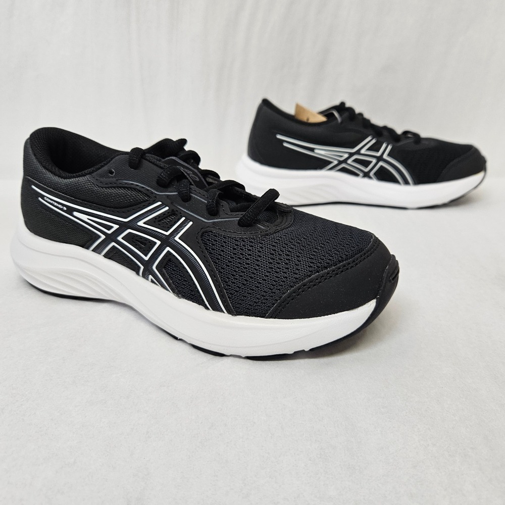 Asics Contend 9 GS Running Shoes 1014A337-002 Black White Kids Size 1.5